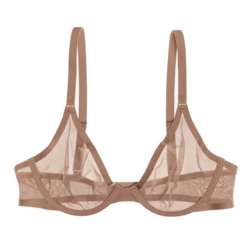CUUP tan the‎ plunge Sheer Mesh Bra 34B